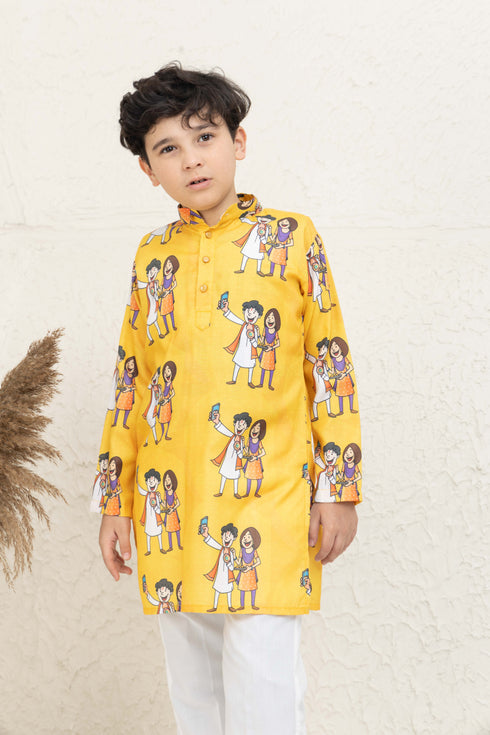 SELFIE YELLOW KURTA SET